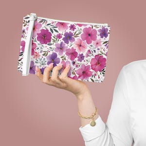 Romantic Wildflowers Clutch Bag, Cottagecore Floral Design