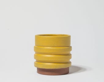 Vaso de chupito Heatsink Shot de 85 ml (3 oz) - Amarillo - Taza de espresso de cerámica moderna - DOBANDWHEEL