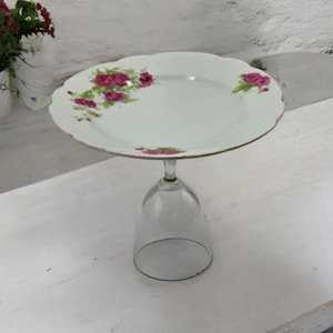 Rose Floral Porcelain Stemmed Plate (Small)