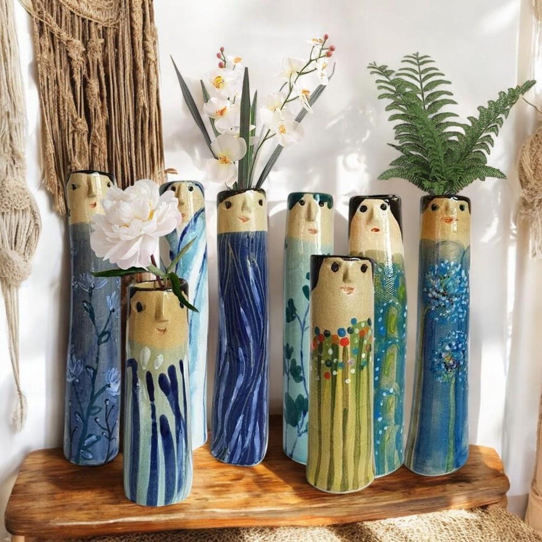 Family Ceramic Bud Vases | Pottery Vases for Dried Flowers | Handmade ...