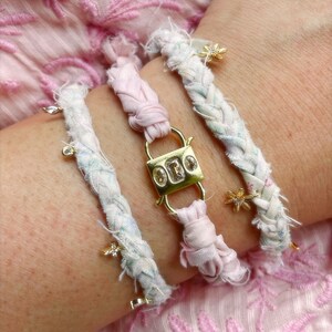 Coquette beachy boho friendship charm bracelet Pink with lock *mid