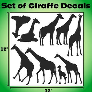 Giraffe Decals Full Sheet- 9 Giraffe Silhouette Stickers