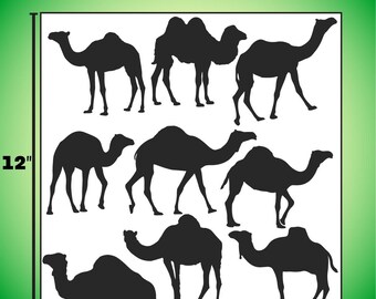 Camel Decals Full Sheet- 9 Camel Silhouette Stickers