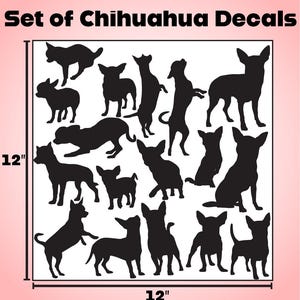 Chihuahua Decals Full Sheet- 16 Chihuahua Silhouette Stickers