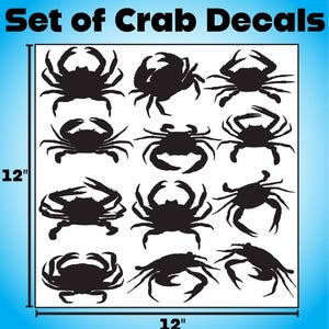 Crab Decals Full Sheet- 12 Crab Silhouette Stickers