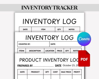 Rastreador de inventario, Registro de inventario, Lista de inventario de productos comerciales, Organizador de inventario, Inventario comercial, Plantilla de inventario de productos