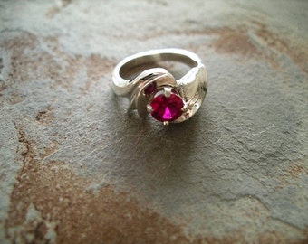 Ruby Ring made in Sterling Silver and Synthetic Ruby RF185