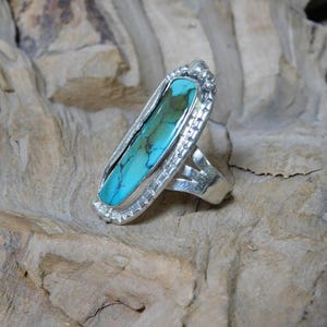 Coffee Stain Natural Turquoise Feather Ring RF939 image 3