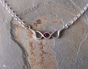 Created Ruby Sterling Silver Necklace RF209