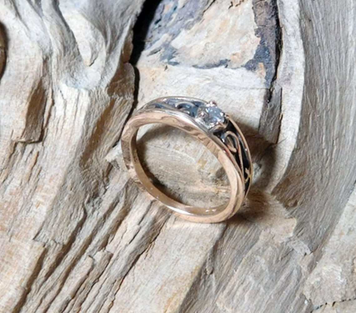 The Crow Ring in 14K White or Yellow Gold and Diamond Rf180d Etsy