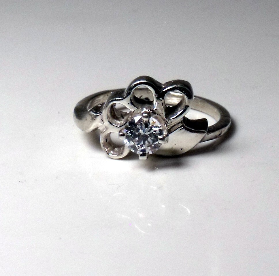 指輪・リング [TATIANA] (SILVER925) Flower Draw Heart Cubic Ring CR1811 Amazon.com: 925 Sterling Silver Shining Flower Ring Heart