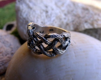 Freeform Bark Finish Ring in Sterling Silver RF018