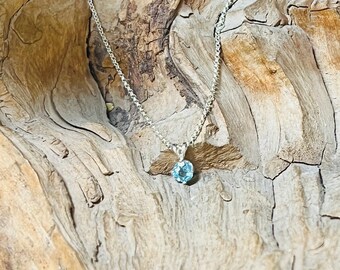 Custom Blue Topaz Pendant Wrapped in Sterling Silver 925