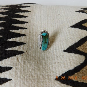 Coffee Stain Natural Turquoise Feather Ring RF939 image 8