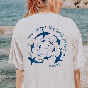 Comfort Colors Respect The Locals Shark Shirt Oversized Beach Bum Tee VSCO Girl Aesthetic T Shirt Ocean Lovers Gift For Her Shark Ocean Gift