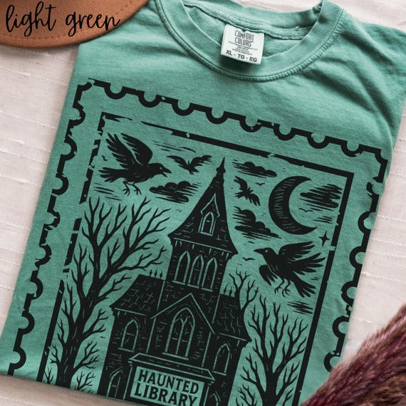 Haunted Library Comfort Colors Shirt Halloween Book Shirt Spooky Reading Tee Gothic Librarian Gift For Book Lover Dark Academia T-Shirt Read
