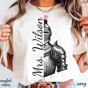 Custom Name Knights School Mascot Shirt For Teacher, Comfort Colors School Spirit Knight Teacher T Shirt, Personalized Knight Game Day Shirt