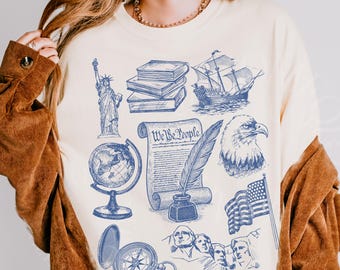 American History Teacher Shirt, Social Studies Comfort Colors T-Shirt, History Lover Gift, Retro Patriotic Graphic Tee, Independence Day Top