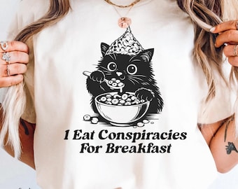 Funny Conspiracy Cat Shirt, Tin Foil Hat Cat Comfort Colors Shirt Shirt, Meme Cat Shirt, Gift for Conspiracy Lovers
