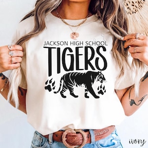Custom Tigers Shirt For Teacher Comfort Colors Tigers Mascot T-Shirt For Teacher Tigers Back To School Tigers Personalized School Spirit Top
