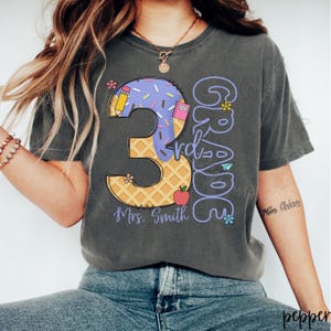 Personalized Third Grade Teacher Comfort Colors Shirt 3rd Grade Teacher Shirt Custom Name Back To School Tee third Grade Cute Teacher Gift
