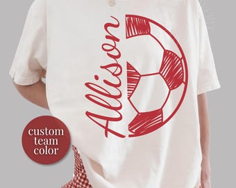 Custom Name Soccer Mom Shirt, Comfort Colors Soccer Game Day Tee