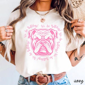Coquette We Are Bulldogs Comfort Colors Shirt For Teacher Bulldogs Team Mascot T Shirt Pink Bow School Spirit Bulldogs Tee Game Day Football