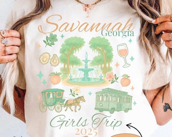 Custom Savannah Georgia Shirt For Women Savannah Comfort Colors Tee Savannah Souvenir Gift Savannah Girls Trip Top Personalized Bachelorette