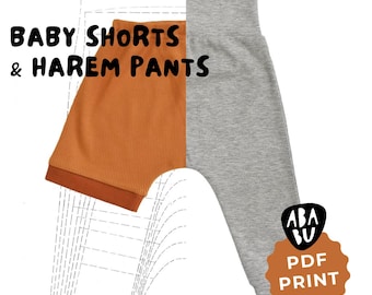 PDF SEWING PATTERN / Baby Shorts & Harem Pants / Sizes 62–104 (0–4 yrs)