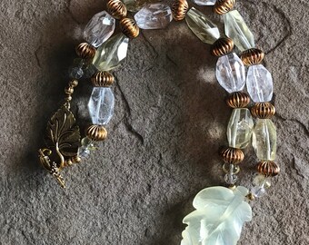 19 1/2” Artisan Necklace - Featuring Light Yellow Colored Faceted Citrine & Rock Crystal Quartz