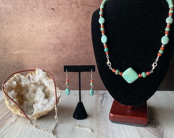 Artisan Gemstone Necklace Set Featuring multiple ways to wear.