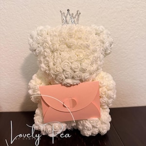 Rose Bear: Customizable Foam Rose Keepsake with Crown
