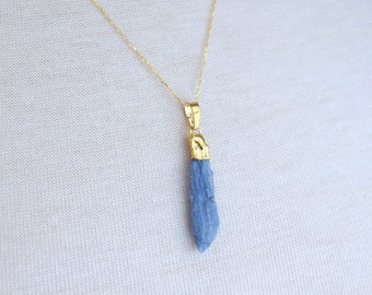 Raw Kyanite Gold Filled Necklace, Rough Kyanite Gemstone Pendant 20 Inch Gift for Her, CHOOSE YOUR PENDANT