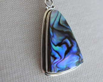 Sterling Silver Paua Abalone Shell Necklace, Iridescent Shell Pendant Gift for Her or Him, CHOOSE YOUR PENDANT