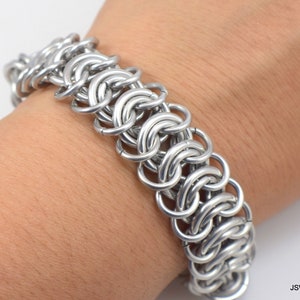 Bold King&#39;s Scale Aluminum Chainmaille Bracelet for Men or Women, Unisex Chainmail Bracelet