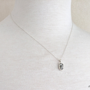 Raw Meteorite Silver Minimalist Necklace, Adjustable 925 Sterling Silver Rough Meteorite Gemstone Jewelry image 1