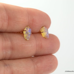 Raw Opal Prong Stud Earrings, Sterling Silver Opal Gemstone Minimalist Jewelry, CHOOSE YOUR EARRINGS