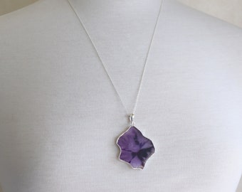 Trapiche Amethyst Slice Sterling Silver Necklace, CHOOSE YOUR PENDANT