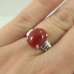 Carnelian Sterling Silver Ring, Women&#39;s Oval Carnelian Silver Ring, Size 7