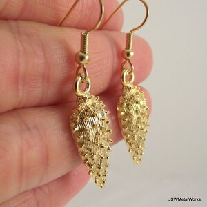Spiky Gold Teardrop Earrings, Golden Textured Jewelry, Gift for Her Under 25