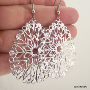 Silver Teardrop Filigree Earrings, Elegant Filigree Teardrop Jewelry, Gift for Her