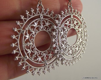 Pendientes de filigrana ornamentados con forma de sol, pendientes llamativos de plata, regalo para ella por menos de 35