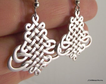 Silver Oriental Knot Earrings, Everyday Silver Earrings Gift for Her under 25