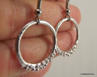 Pendientes redondos de plata con forma de burbuja, pendientes redondos de plata con burbujas, regalo para ella, regalo de boda para la novia o dama de honor, regalo por menos de 25