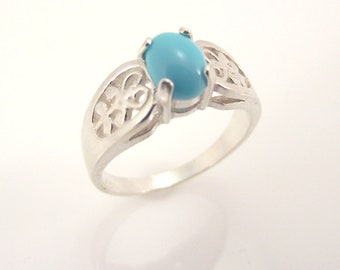 Anillo de plata de ley con turquesa de La Bella Durmiente, anillo ovalado de plata con turquesa, talla 6