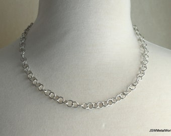 Aluminum Silver Everyday Necklace, Handmade Small Specialty Chain Necklace for Men or Women