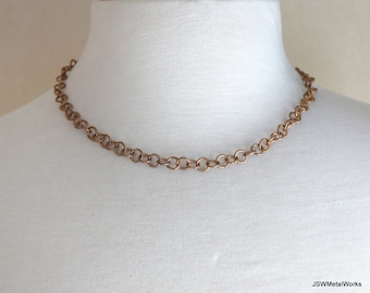 Antiqued Brass Everyday Necklace, Handmade Small Specialty Chain Necklace for Men or Women