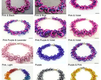 Anodized Aluminum Jingle Shaggy Chainmail Bracelet, Shaggy Loops Chainmaille Gift for him or her, SELECT your COLORS