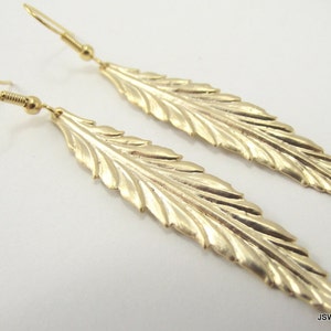 Long Gold Leaf Shoulder Duster Earrings, Elegant Spring or Fall Woodland Jewelry, Gift for Her under 35 image 2