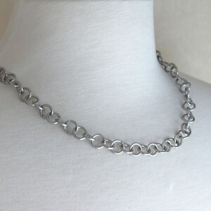 Silver Stainless Steel Necklace, Handmade Medium Specialty Chain Necklace for Men or Women